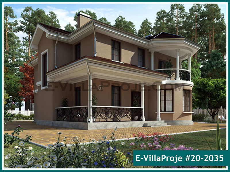 214 m² 2 Katlı (Dubleks) 5+1 Ekonomik Çelik Yapı Villa (Ev Villa Proje #20 - 2035) Cephe Görünümü ve Kat Planı