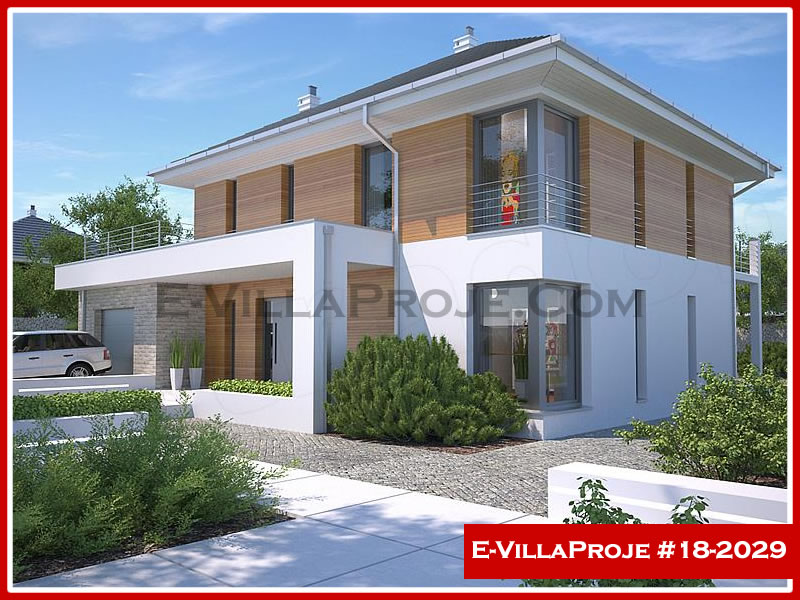 214 m² 2 Katlı (Dubleks) 5+1 Modern Çelik Yapı Villa (Ev Villa Proje #18 - 2029) Cephe Görünümü ve Kat Planı