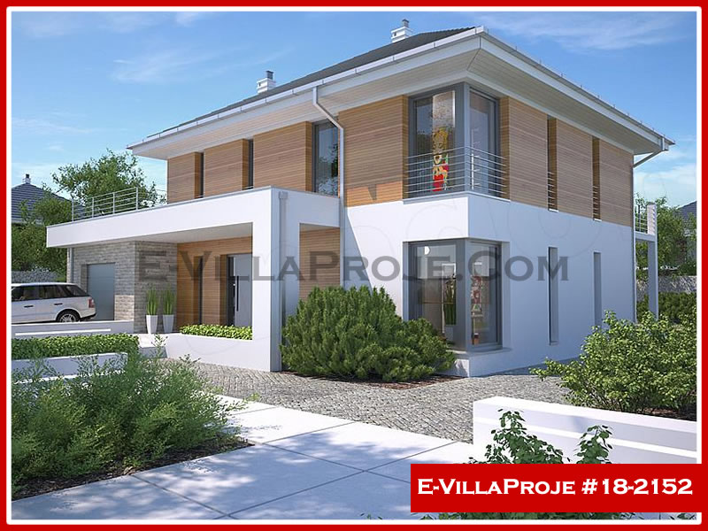 214 m² 2 Katlı (Dubleks) 5+1 Özel Tasarım  Proje Çelik Yapı Villa (Ev Villa Proje #18 - 2152) Cephe Görünümü ve Kat Planı