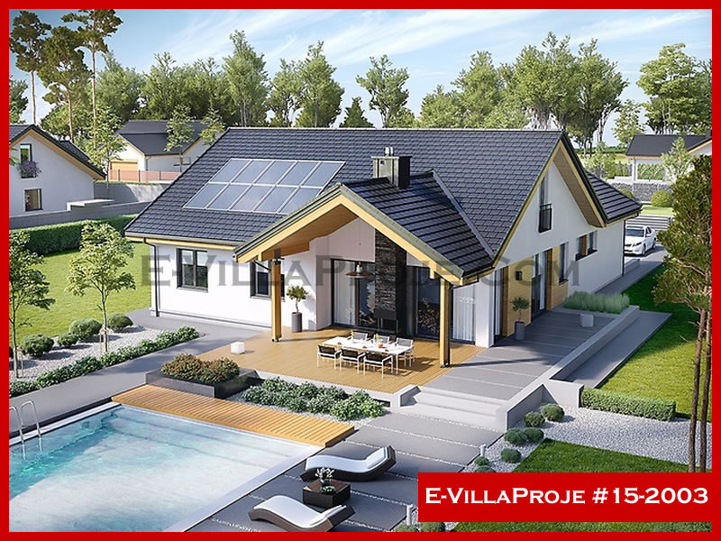 215 m² 2 Katlı (Dubleks) 5+1 Modern Çelik Yapı Villa (Ev Villa Proje #15 - 2003) Cephe Görünümü ve Kat Planı