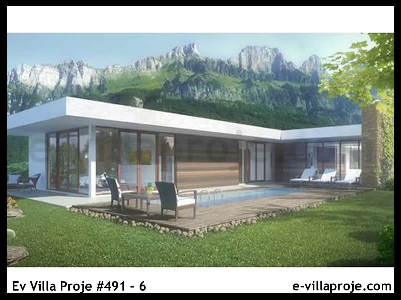 215 m² Tek Katlı 5+1 Modern Çelik Yapı Villa (Ev Villa Proje #491 - 6) Cephe Görünümü ve Kat Planı