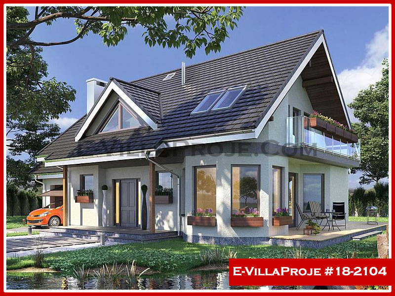 216 m² 2 Katlı (Dubleks) 5+1 Amerikan Çelik Yapı Villa (Ev Villa Proje #18 - 2104) Cephe Görünümü ve Kat Planı