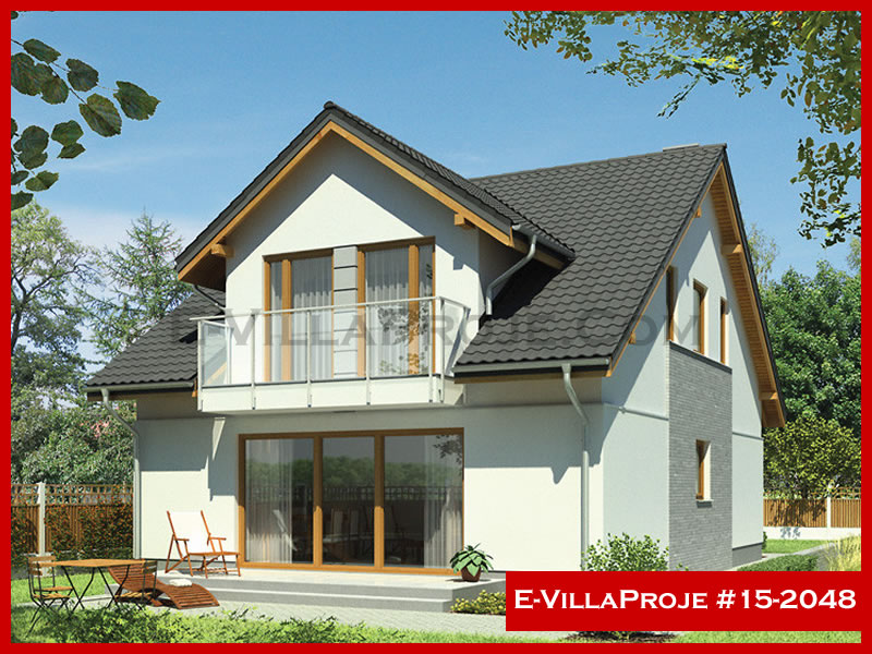 216 m² 2 Katlı (Dubleks) 5+1 Modern Çelik Yapı Villa (Ev Villa Proje #15 - 2048) Cephe Görünümü ve Kat Planı