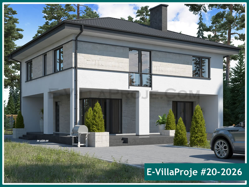 217 m² 2 Katlı (Dubleks) 5+1 Geleneksel Çelik Yapı Villa (Ev Villa Proje #20 - 2026) Cephe Görünümü ve Kat Planı