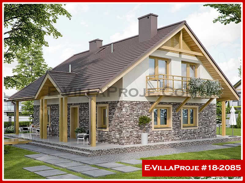 218 m² 2 Katlı (Dubleks) 5+1 Modern Çelik Yapı Villa (Ev Villa Proje #18 - 2085) Cephe Görünümü ve Kat Planı