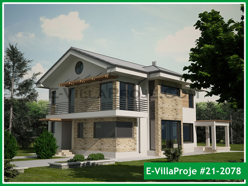 218 m² 2 Katlı (Dubleks) 5+1 Modern Çelik Yapı Villa (Ev Villa Proje #21 - 2078) Cephe Görünümü ve Kat Planı