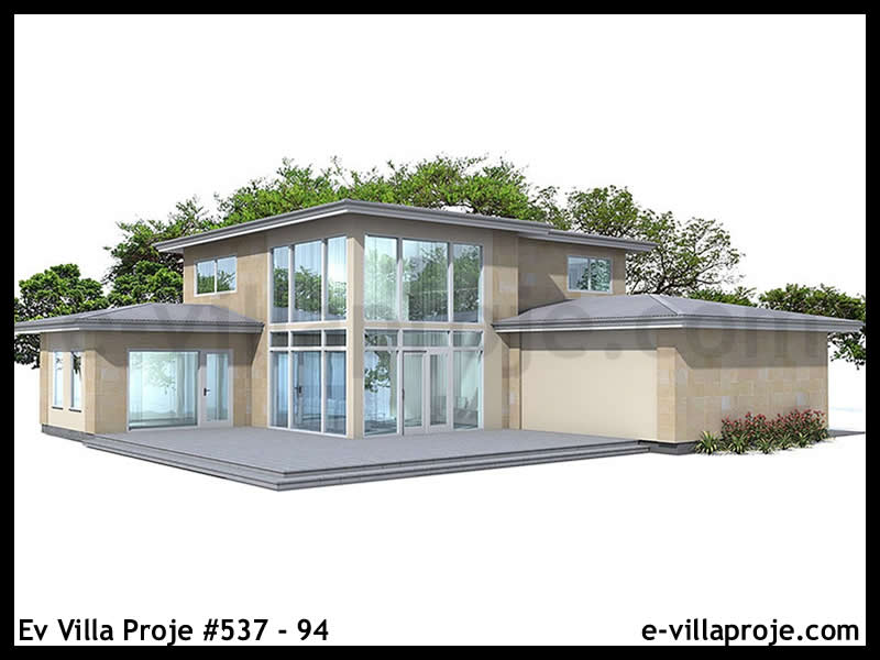 218 m² 2 Katlı (Dubleks) 5+1 Ekonomik Çelik Yapı Villa (Ev Villa Proje #537 - 94) Cephe Görünümü ve Kat Planı