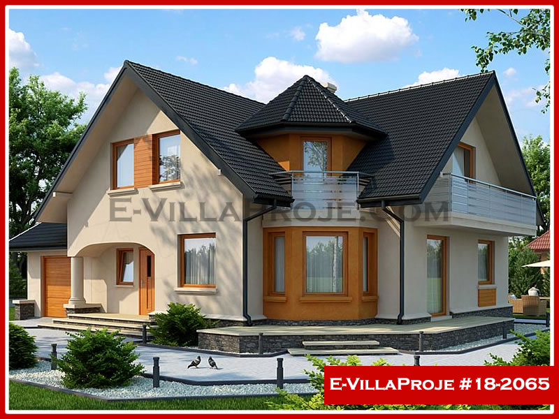 218 m² 2 Katlı (Dubleks) 5+1 Şato Çelik Yapı Villa (Ev Villa Proje #18 - 2065) Cephe Görünümü ve Kat Planı
