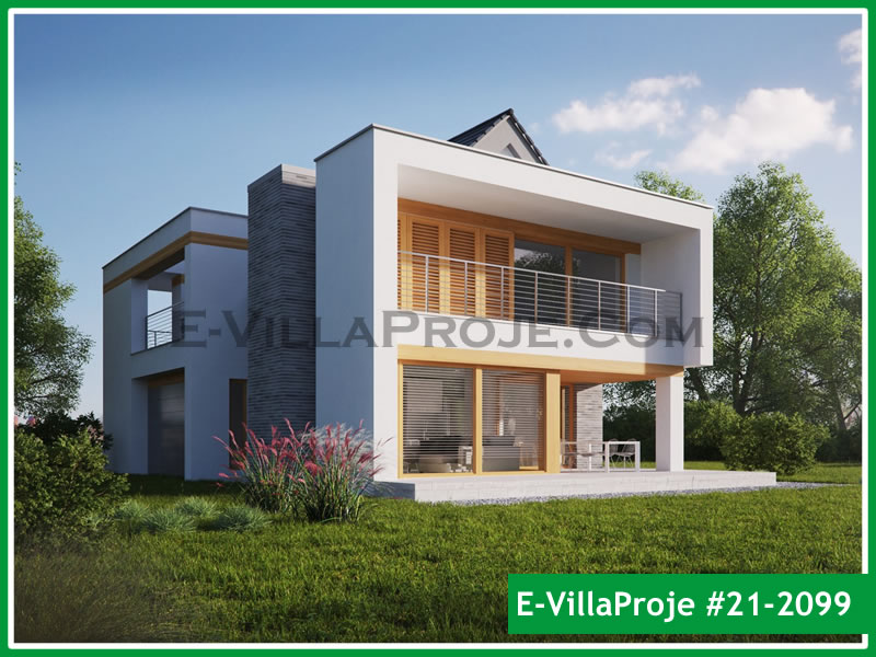 219 m² 2 Katlı (Dubleks) 5+1 Modern Çelik Yapı Villa (Ev Villa Proje #21 - 2099) Cephe Görünümü ve Kat Planı