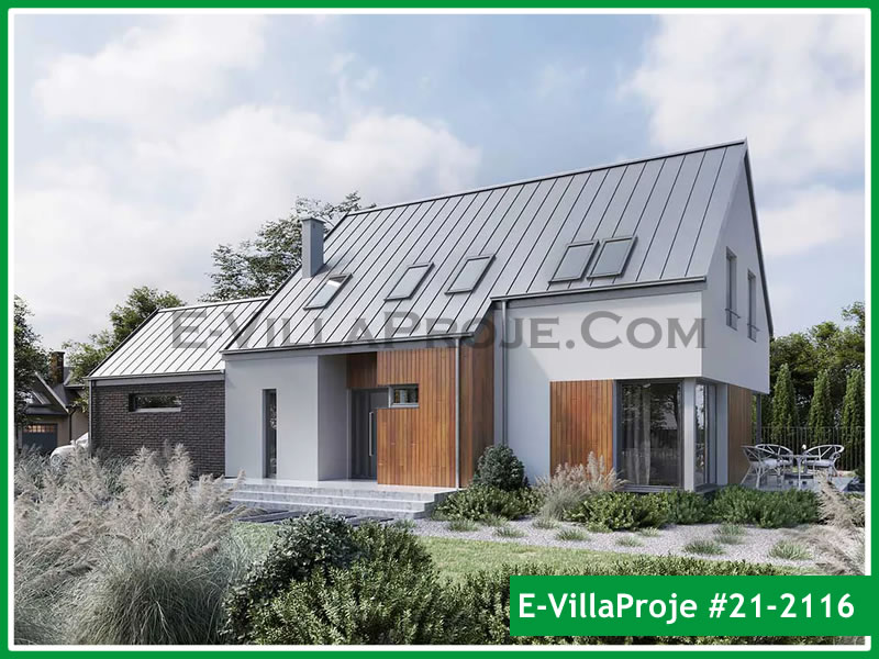 220 m² 2 Katlı (Dubleks) 5+1 Amerikan Çelik Yapı Villa (Ev Villa Proje #21 - 2116) Cephe Görünümü ve Kat Planı
