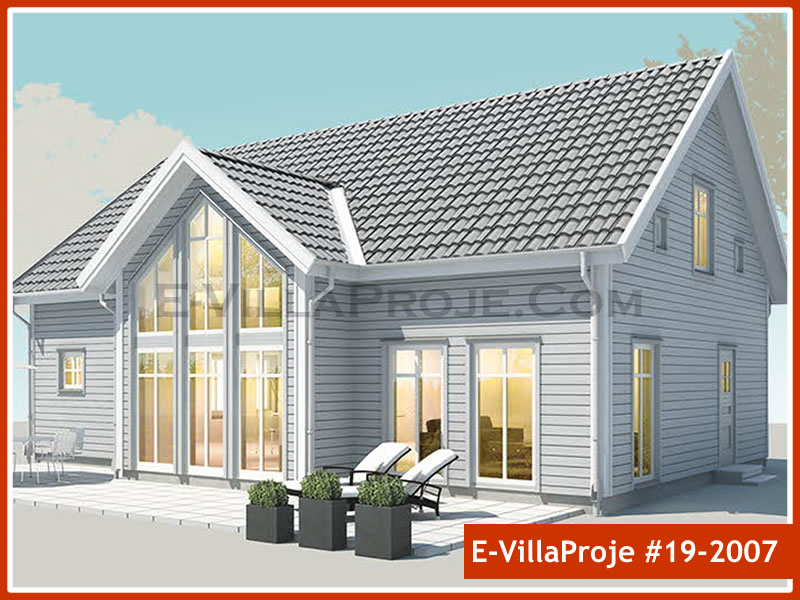 222 m² 2 Katlı (Dubleks) 5+1 Amerikan Çelik Yapı Villa (Ev Villa Proje #19 - 2007) Cephe Görünümü ve Kat Planı