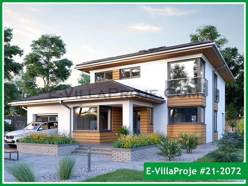 223 m² 2 Katlı (Dubleks) 5+1 Geleneksel Çelik Yapı Villa (Ev Villa Proje #21 - 2072) Cephe Görünümü ve Kat Planı