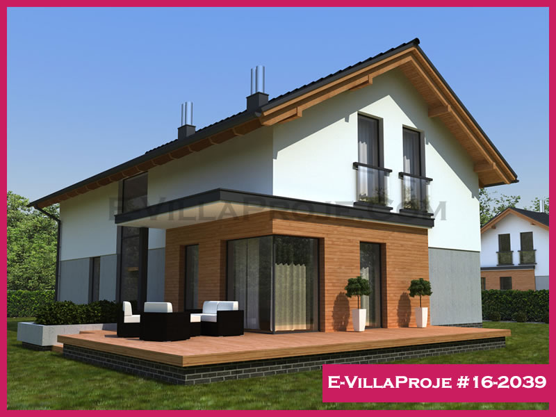 224 m² 2 Katlı (Dubleks) 5+1 Modern Çelik Yapı Villa (Ev Villa Proje #16 - 2039) Cephe Görünümü ve Kat Planı