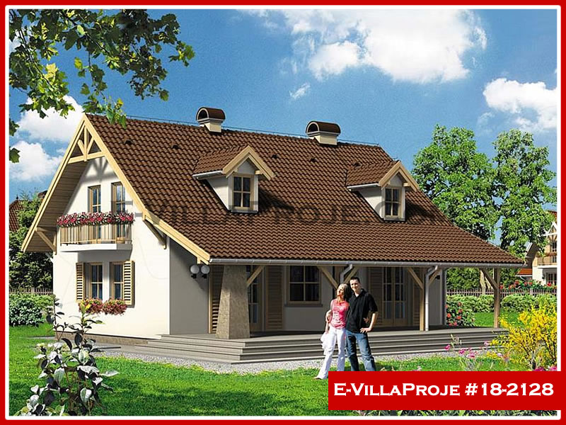 224 m² Tek Katlı 5+1 Amerikan Çelik Yapı Villa (Ev Villa Proje #18 - 2128) Cephe Görünümü ve Kat Planı