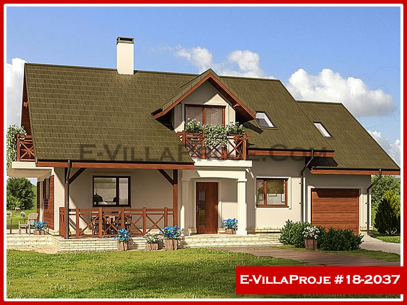 225 m² 2 Katlı (Dubleks) 5+1 Özel Tasarım  Proje Çelik Yapı Villa (Ev Villa Proje #18 - 2037) Cephe Görünümü ve Kat Planı