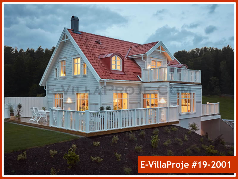 226 m² 2 Katlı (Dubleks) 5+1 Amerikan Çelik Yapı Villa (Ev Villa Proje #19 - 2001) Cephe Görünümü ve Kat Planı