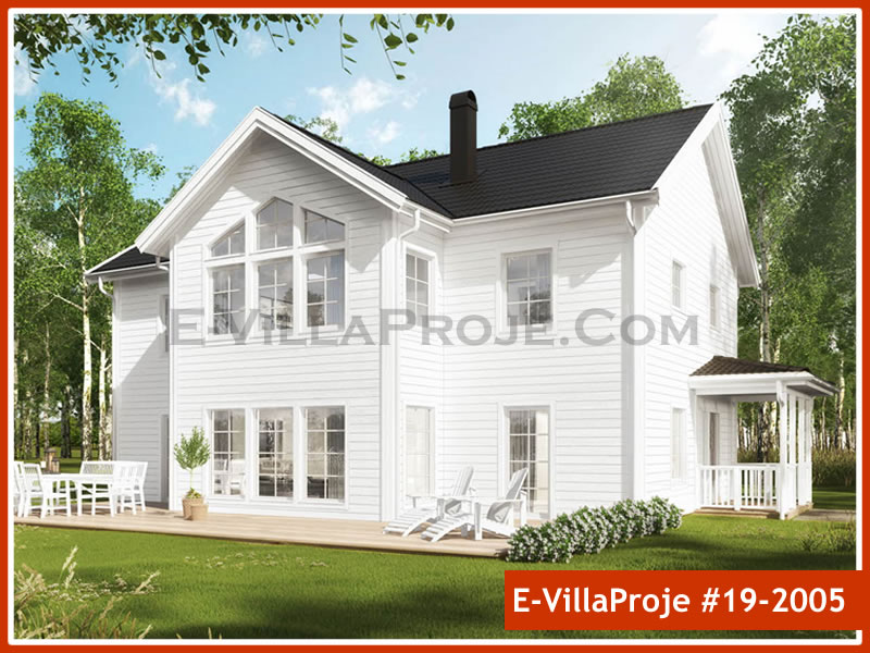 227 m² 2 Katlı (Dubleks) 5+1 Ekonomik Çelik Yapı Villa (Ev Villa Proje #19 - 2005) Cephe Görünümü ve Kat Planı