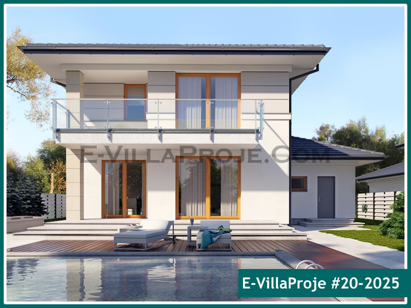 229 m² 2 Katlı (Dubleks) 5+1 Modern Çelik Yapı Villa (Ev Villa Proje #20 - 2025) Cephe Görünümü ve Kat Planı