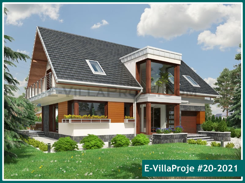 230 m² 2 Katlı (Dubleks) 5+1 Modern Çelik Yapı Villa (Ev Villa Proje #20 - 2021) Cephe Görünümü ve Kat Planı