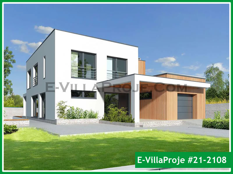 230 m² 2 Katlı (Dubleks) 5+1 Modern Çelik Yapı Villa (Ev Villa Proje #21 - 2108) Cephe Görünümü ve Kat Planı