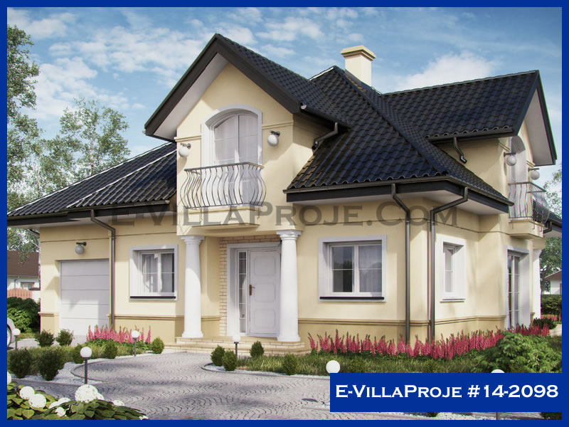 230 m² 2 Katlı (Dubleks) 5+1 Özel Tasarım  Proje Çelik Yapı Villa (Ev Villa Proje #14 - 2098) Cephe Görünümü ve Kat Planı