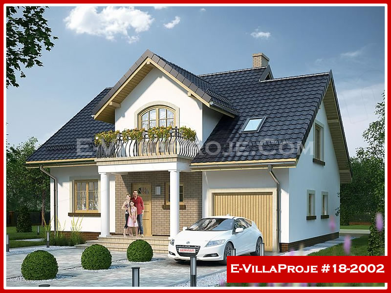 231 m² 2 Katlı (Dubleks) 5+1 Modern Çelik Yapı Villa (Ev Villa Proje #18 - 2002) Cephe Görünümü ve Kat Planı