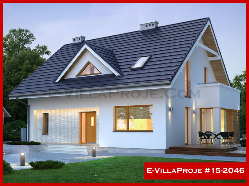 232 m² 2 Katlı (Dubleks) 5+1 Amerikan Çelik Yapı Villa (Ev Villa Proje #15 - 2046) Cephe Görünümü ve Kat Planı