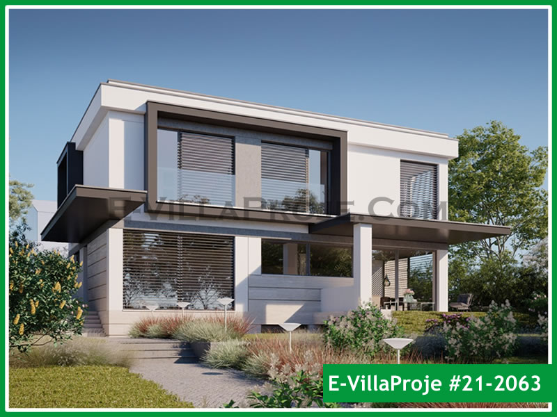 234 m² 2 Katlı (Dubleks) 5+1 Modern Çelik Yapı Villa (Ev Villa Proje #21 - 2063) Cephe Görünümü ve Kat Planı