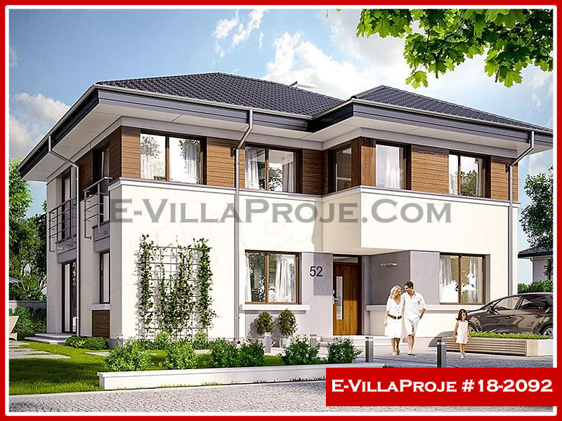 235 m² 2 Katlı (Dubleks) 5+1 Modern Çelik Yapı Villa (Ev Villa Proje #18 - 2092) Cephe Görünümü ve Kat Planı