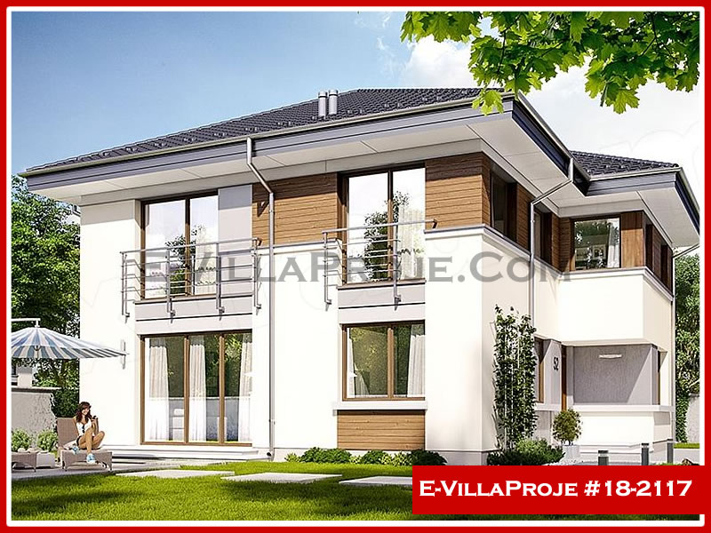 235 m² 2 Katlı (Dubleks) 5+1 Modern Çelik Yapı Villa (Ev Villa Proje #18 - 2117) Cephe Görünümü ve Kat Planı