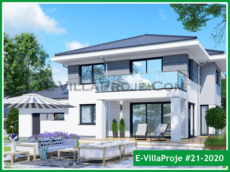 235 m² 2 Katlı (Dubleks) 5+1 Modern Çelik Yapı Villa (Ev Villa Proje #21 - 2020) Cephe Görünümü ve Kat Planı