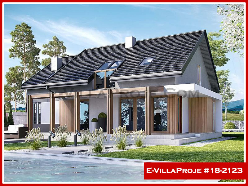 235 m² 2 Katlı (Dubleks) 5+1 Şehir Tarzı lar Çelik Yapı Villa (Ev Villa Proje #18 - 2123) Cephe Görünümü ve Kat Planı