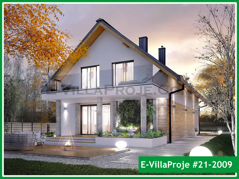 237 m² 2 Katlı (Dubleks) 5+1 Amerikan Çelik Yapı Villa (Ev Villa Proje #21 - 2009) Cephe Görünümü ve Kat Planı