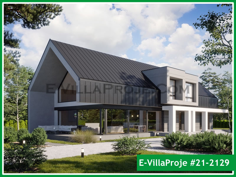 239 m² 2 Katlı (Dubleks) 5+1 Amerikan Çelik Yapı Villa (Ev Villa Proje #21 - 2129) Cephe Görünümü ve Kat Planı