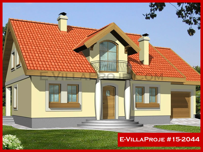 240 m² 2 Katlı (Dubleks) 5+1 Amerikan Çelik Yapı Villa (Ev Villa Proje #15 - 2044) Cephe Görünümü ve Kat Planı