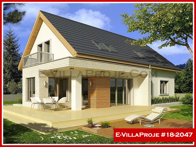 240 m² 2 Katlı (Dubleks) 5+1 Modern Çelik Yapı Villa (Ev Villa Proje #18 - 2047) Cephe Görünümü ve Kat Planı