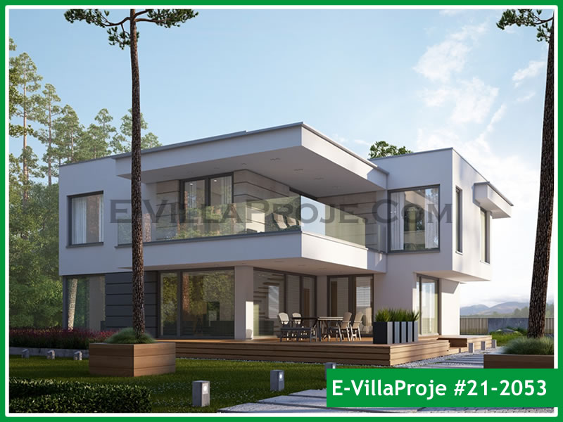241 m² 2 Katlı (Dubleks) 5+1 Bodrum Çelik Yapı Villa (Ev Villa Proje #21 - 2053) Cephe Görünümü ve Kat Planı