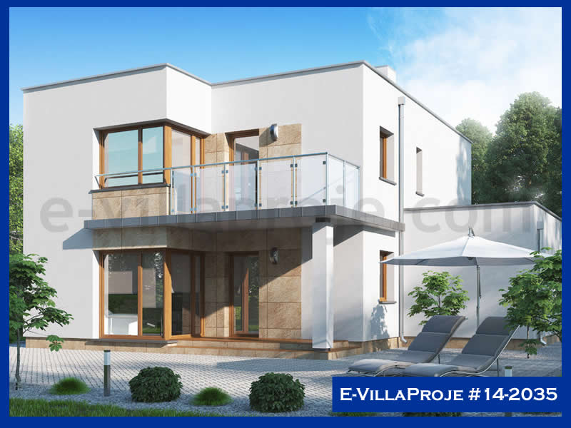241 m² 2 Katlı (Dubleks) 5+1 Modern Çelik Yapı Villa (Ev Villa Proje #14 - 2035) Cephe Görünümü ve Kat Planı