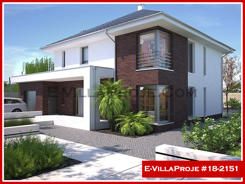 241 m² 2 Katlı (Dubleks) 5+1 Modern Çelik Yapı Villa (Ev Villa Proje #18 - 2151) Cephe Görünümü ve Kat Planı
