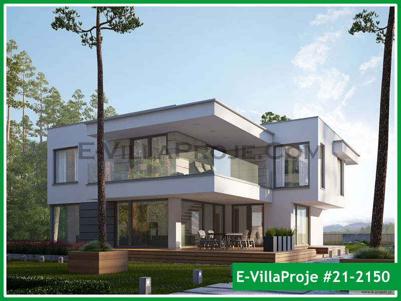 241 m² 2 Katlı (Dubleks) 5+1 Modern Çelik Yapı Villa (Ev Villa Proje #21 - 2150) Cephe Görünümü ve Kat Planı