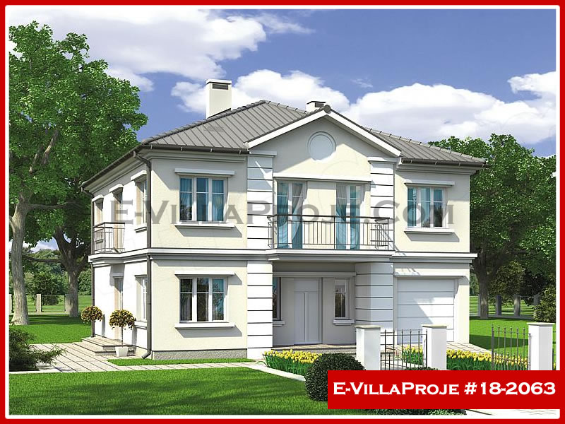 241 m² 2 Katlı (Dubleks) 5+1 Özel Tasarım  Proje Çelik Yapı Villa (Ev Villa Proje #18 - 2063) Cephe Görünümü ve Kat Planı