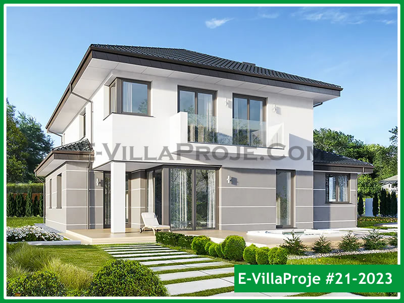 242 m² 2 Katlı (Dubleks) 5+1 Şehir Tarzı lar Çelik Yapı Villa (Ev Villa Proje #21 - 2023) Cephe Görünümü ve Kat Planı