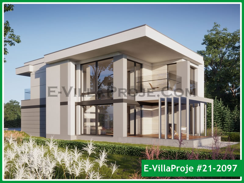 243 m² 2 Katlı (Dubleks) 5+1 Modern Çelik Yapı Villa (Ev Villa Proje #21 - 2097) Cephe Görünümü ve Kat Planı