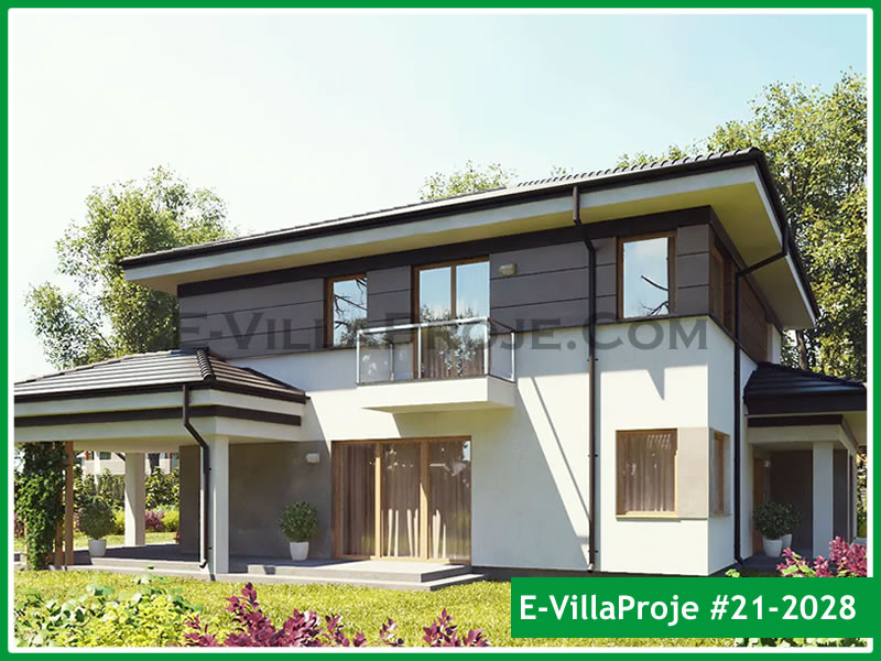 247 m² 2 Katlı (Dubleks) 5+1 Geleneksel Çelik Yapı Villa (Ev Villa Proje #21 - 2028) Cephe Görünümü ve Kat Planı