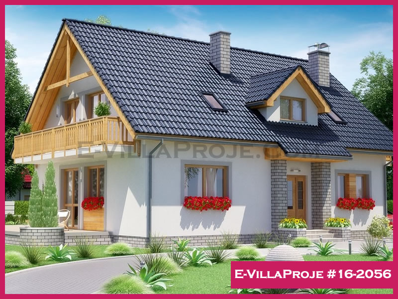 247 m² 2 Katlı (Dubleks) 5+1 Modern Çelik Yapı Villa (Ev Villa Proje #16 - 2056) Cephe Görünümü ve Kat Planı