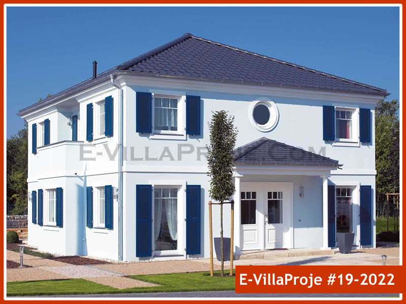 248 m² 2 Katlı (Dubleks) 5+1 Bodrum Çelik Yapı Villa (Ev Villa Proje #19 - 2022) Cephe Görünümü ve Kat Planı