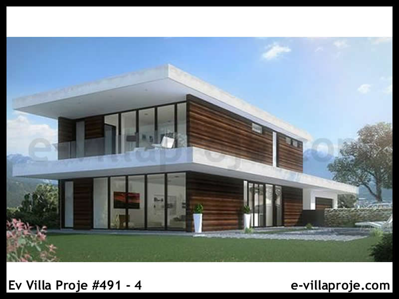248 m² 2 Katlı (Dubleks) 5+1 Modern Çelik Yapı Villa (Ev Villa Proje #491 - 4) Cephe Görünümü ve Kat Planı