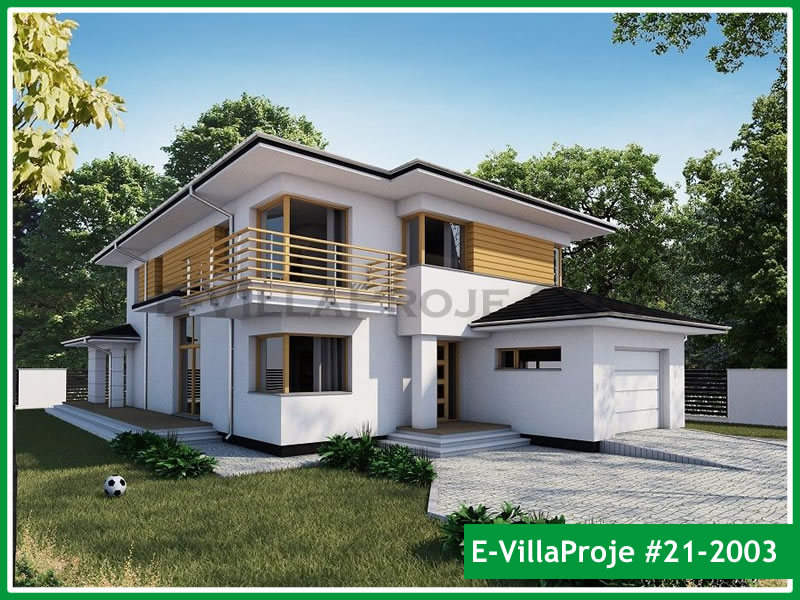 251 m² 2 Katlı (Dubleks) 5+1 Özel Tasarım  Proje Çelik Yapı Villa (Ev Villa Proje #21 - 2003) Cephe Görünümü ve Kat Planı