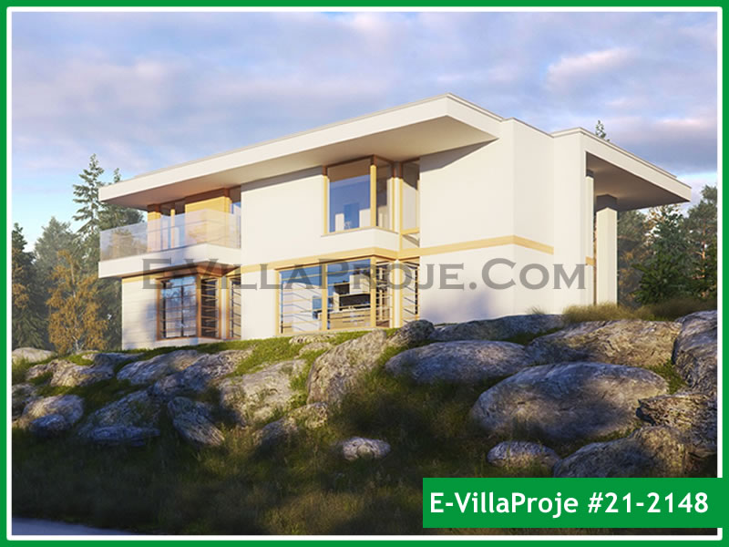 251 m² 2 Katlı (Dubleks) 5+1 Modern Çelik Yapı Villa (Ev Villa Proje #21 - 2148) Cephe Görünümü ve Kat Planı