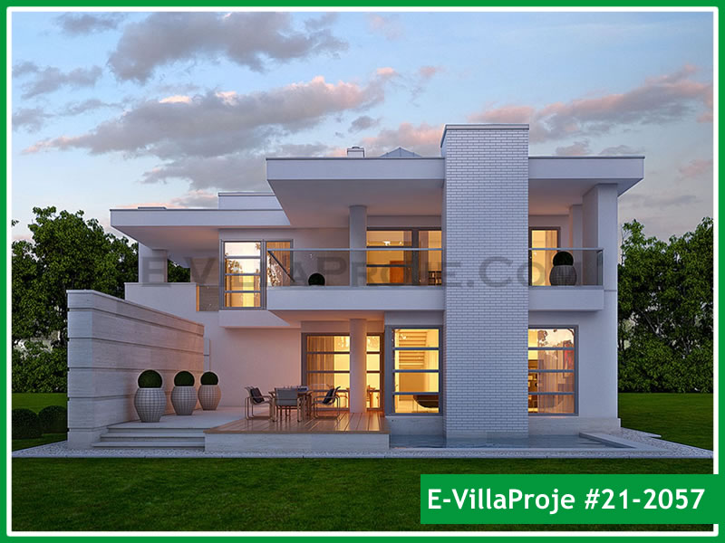 252 m² 2 Katlı (Dubleks) 5+1 Modern Çelik Yapı Villa (Ev Villa Proje #21 - 2057) Cephe Görünümü ve Kat Planı